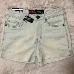 Studded High-Waist Denim Shorts